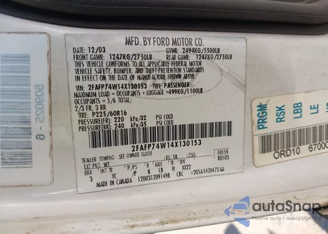 2004 Ford Crown Victoria Lx from USA, damaged, VIN 2FAFP74W14X130153